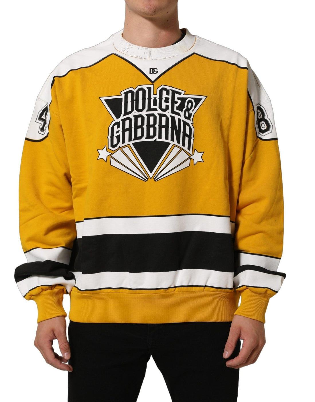 Dolce & Gabbana Yellow Crew Neck Jersey Sweatshirt Sweater - RIMODA