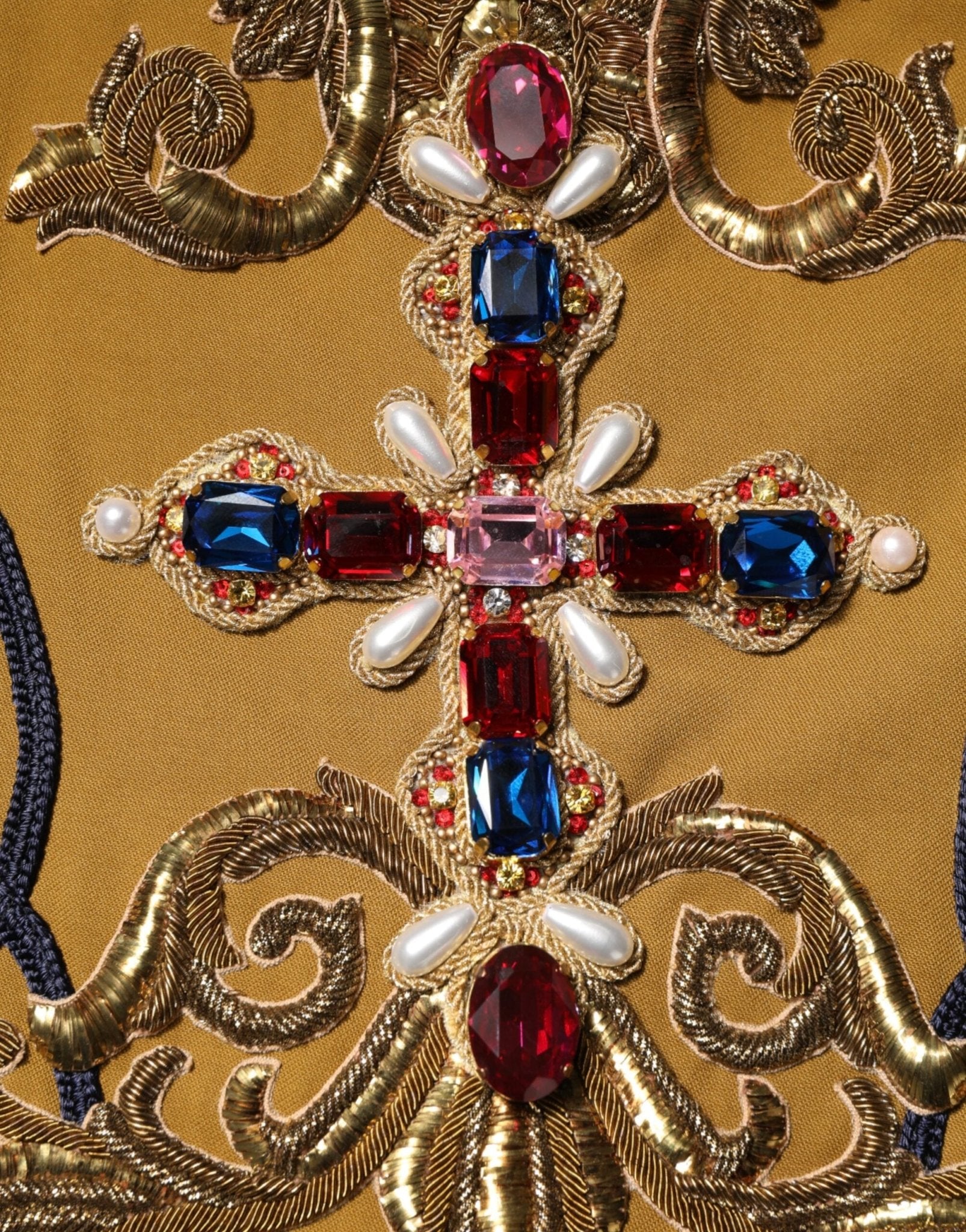 Dolce & Gabbana Yellow Crystal Cross Runway Vest Jacket Top - RIMODA