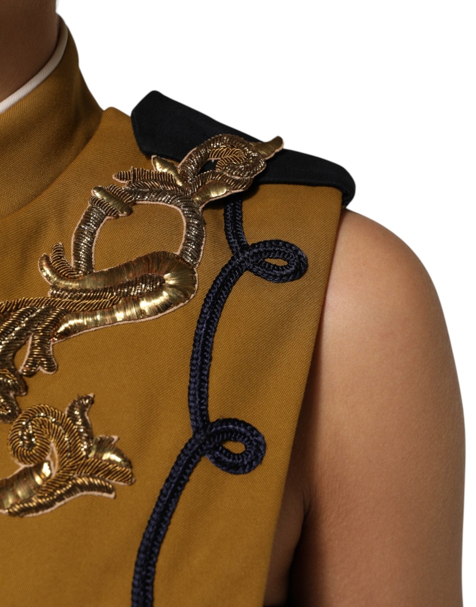 Dolce & Gabbana Yellow Crystal Cross Runway Vest Jacket Top - RIMODA