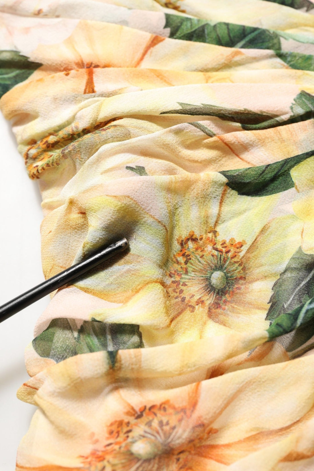 Dolce & Gabbana Yellow Floral Print Silk Pleated Maxi Dress - RIMODA