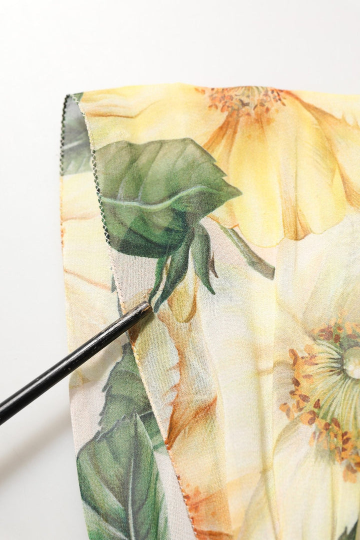 Dolce & Gabbana Yellow Floral Print Silk Pleated Maxi Dress - RIMODA