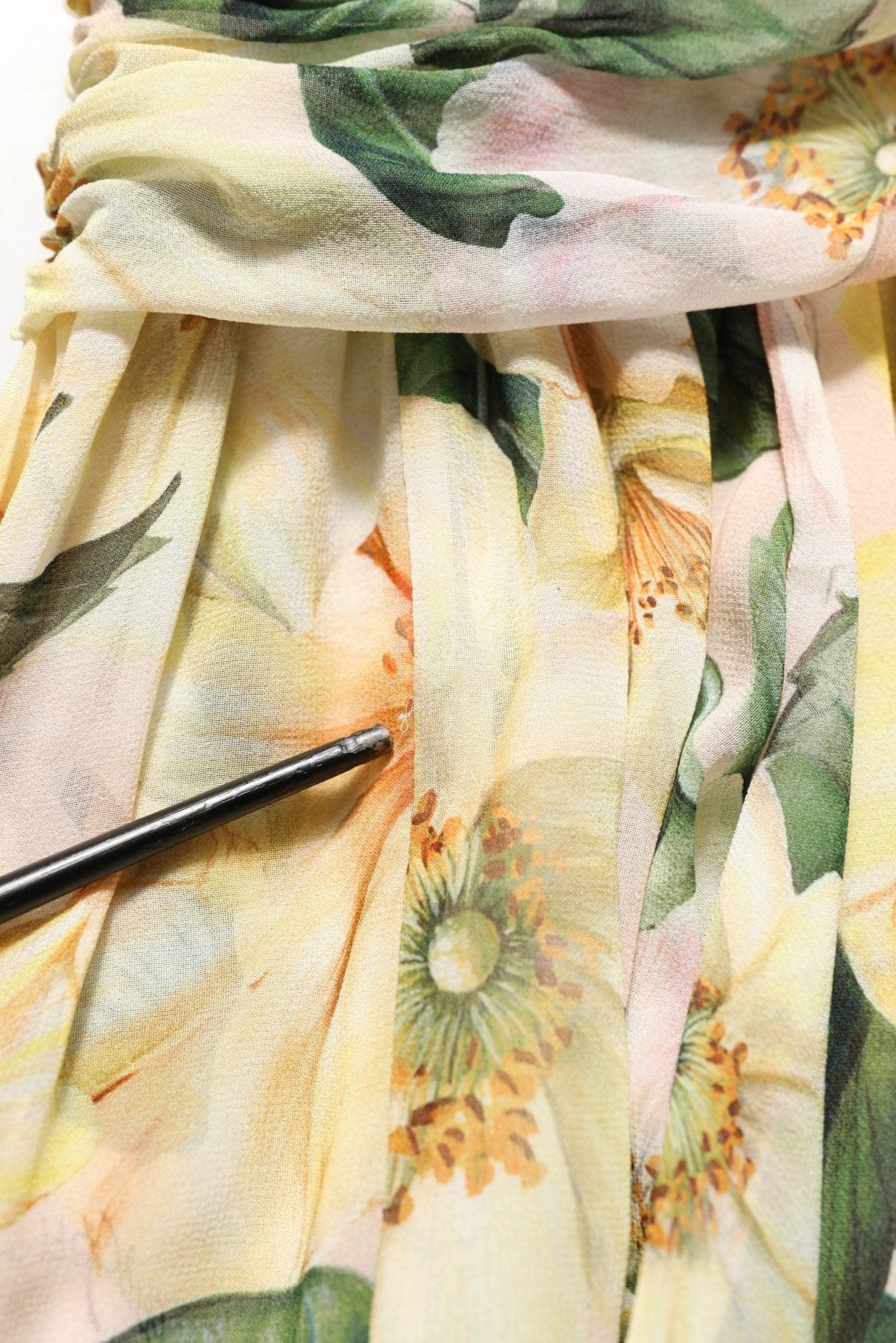Dolce & Gabbana Yellow Floral Print Silk Pleated Maxi Dress - RIMODA