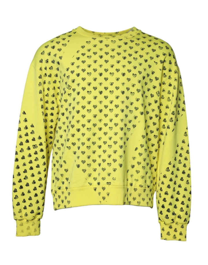 Dolce & Gabbana Yellow Heart Crew Neck Men Pullover Sweater - RIMODA
