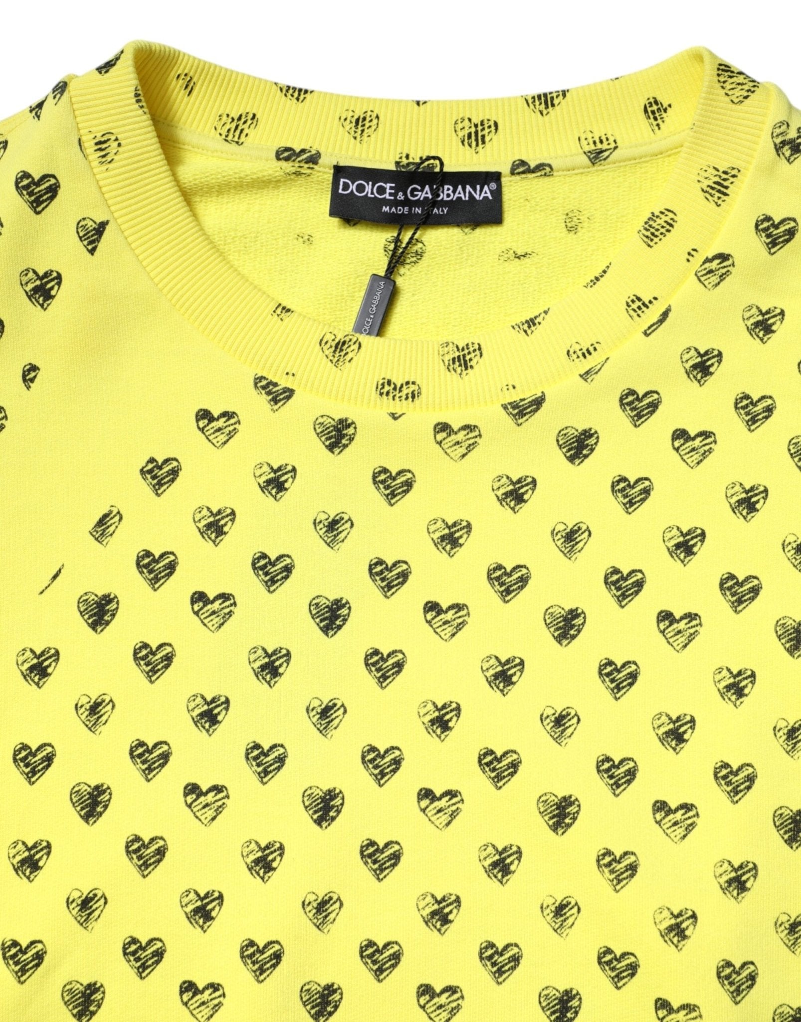 Dolce & Gabbana Yellow Heart Crew Neck Men Pullover Sweater - RIMODA