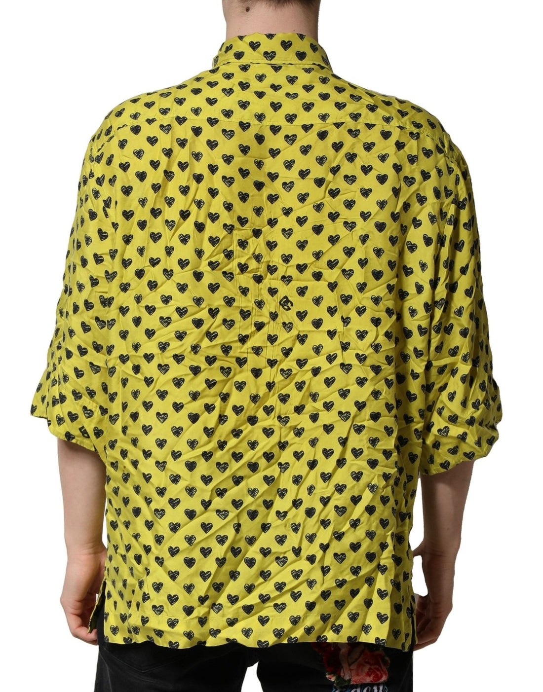 Dolce & Gabbana Yellow Heart Short Sleeves Men Casual Shirt - RIMODA