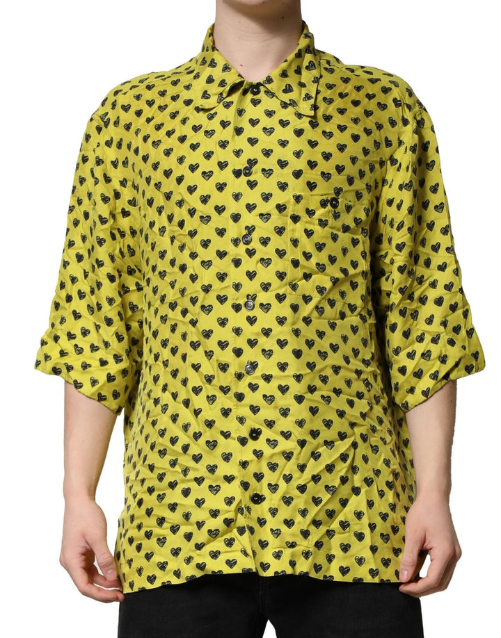 Dolce & Gabbana Yellow Heart Short Sleeves Men Casual Shirt - RIMODA