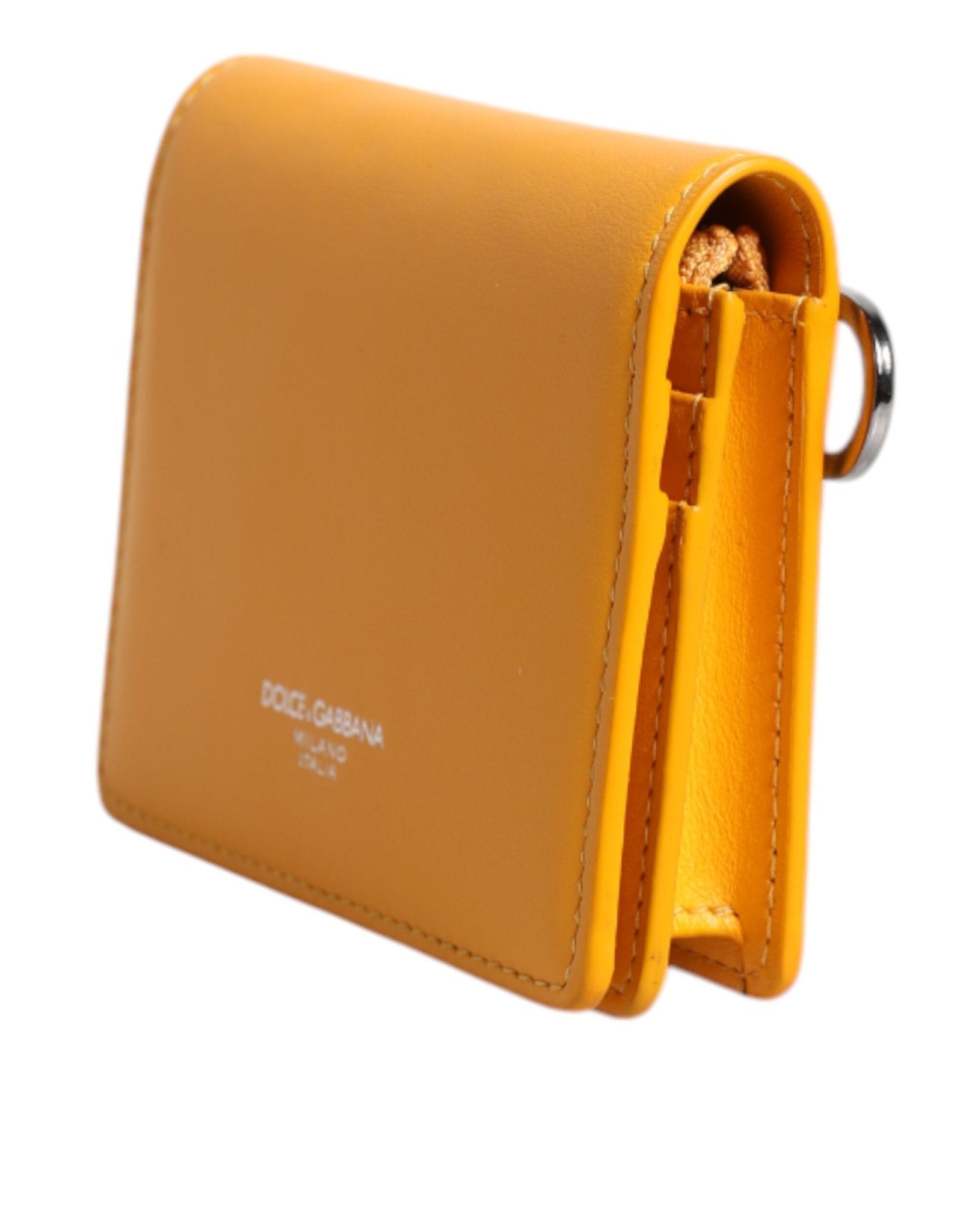 Dolce & Gabbana Yellow Leather Bifold Card Holder Crossbody Bag - RIMODA