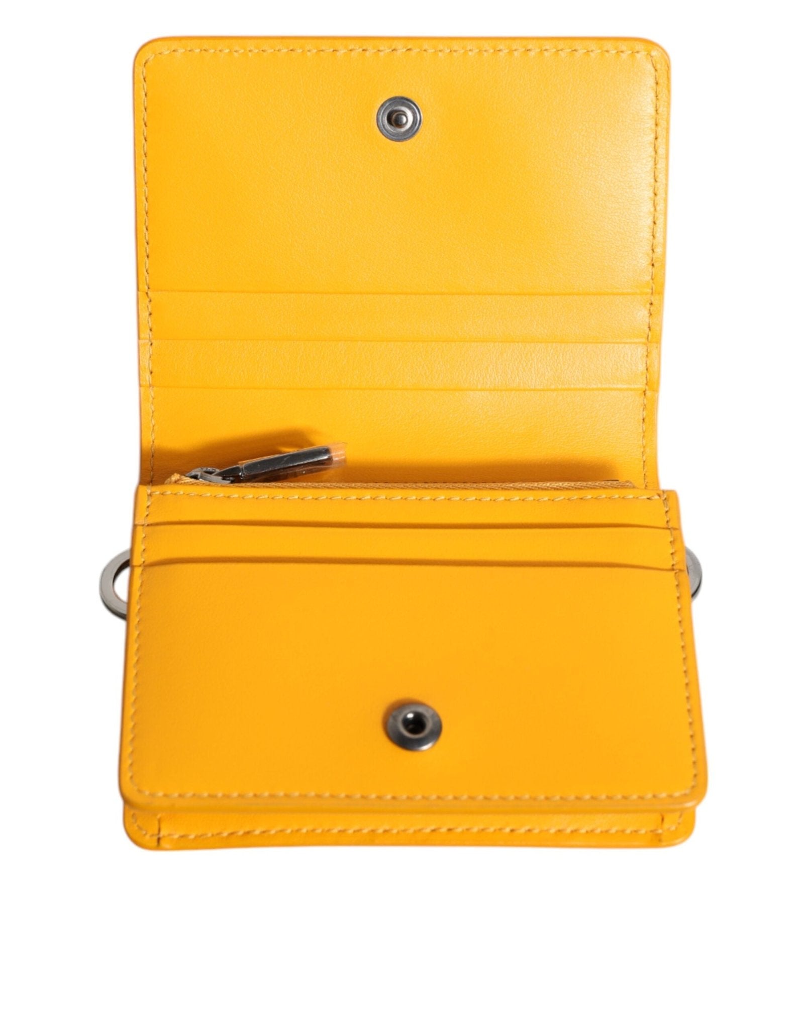 Dolce & Gabbana Yellow Leather Bifold Card Holder Crossbody Bag - RIMODA