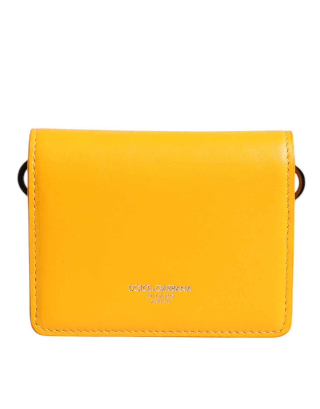 Dolce & Gabbana Yellow Leather Bifold Card Holder Crossbody Bag - RIMODA