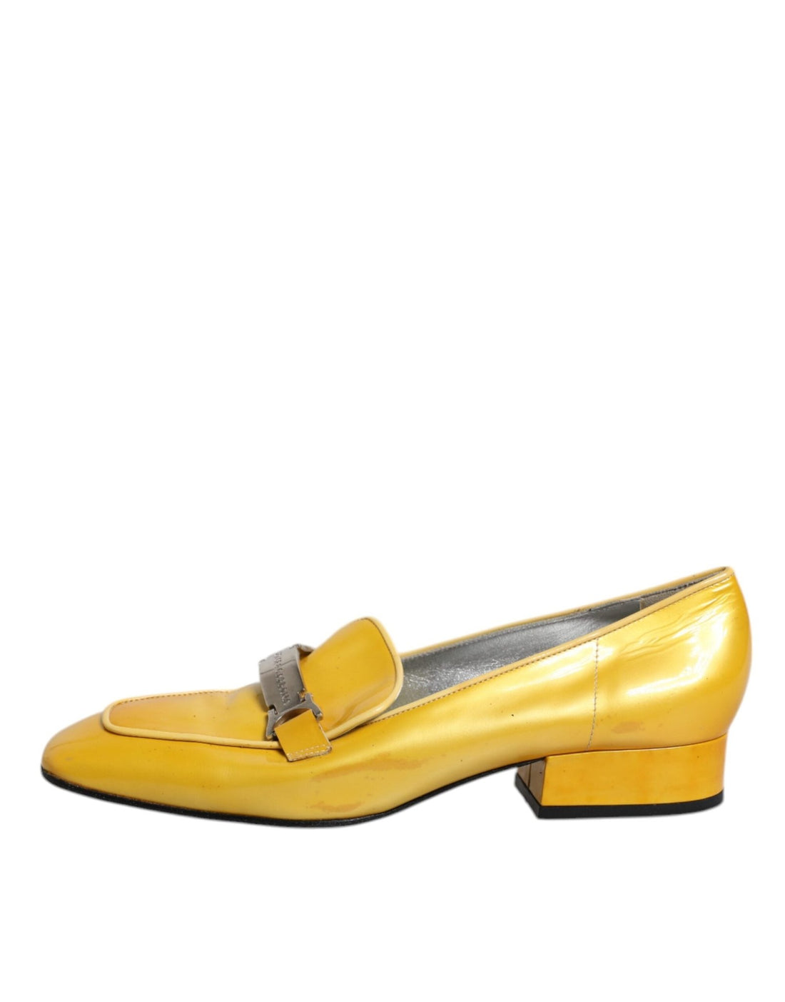 Dolce & Gabbana Yellow Leather Logo Plaque Slip On Mocassin Shoes - RIMODA