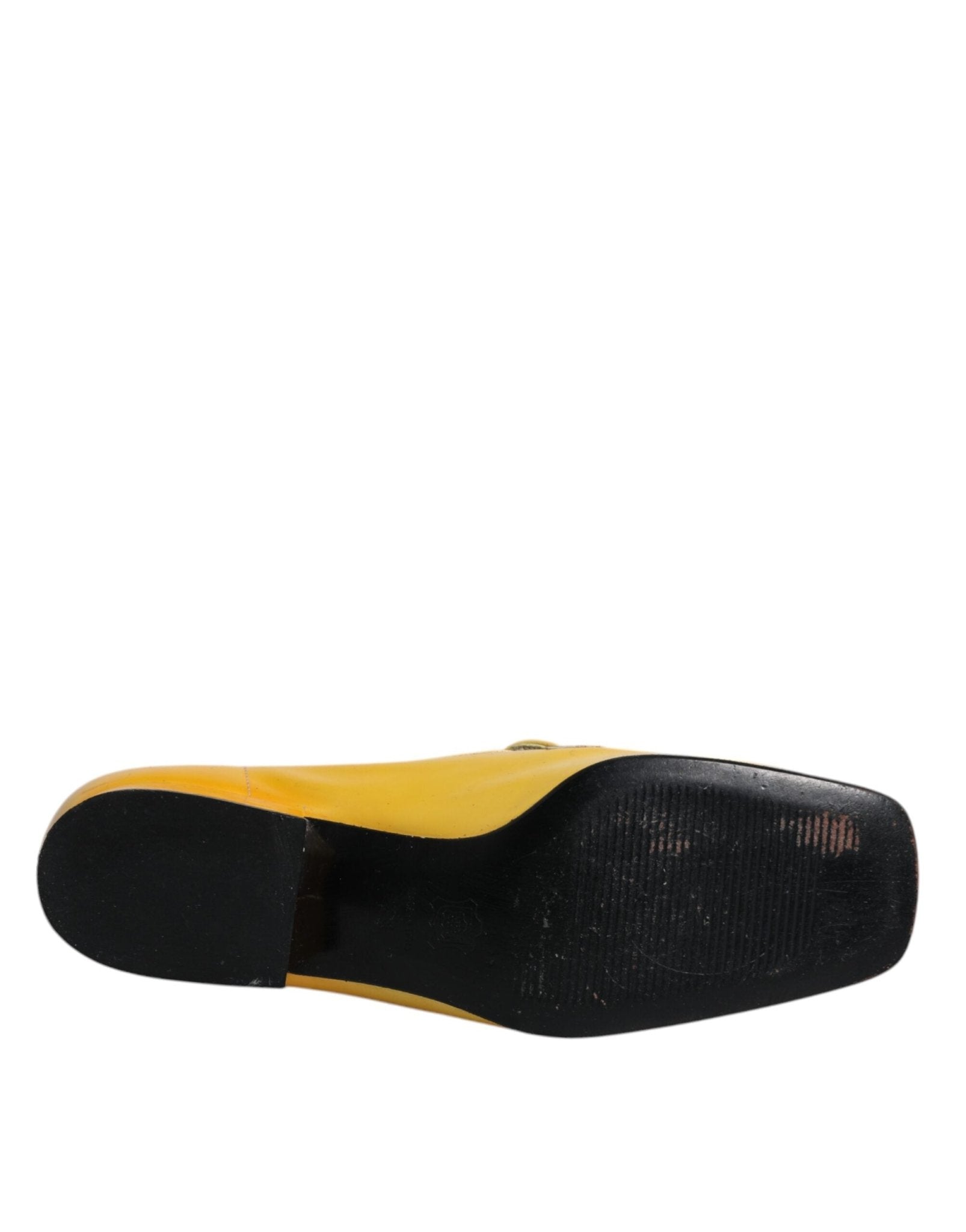 Dolce & Gabbana Yellow Leather Logo Plaque Slip On Mocassin Shoes - RIMODA