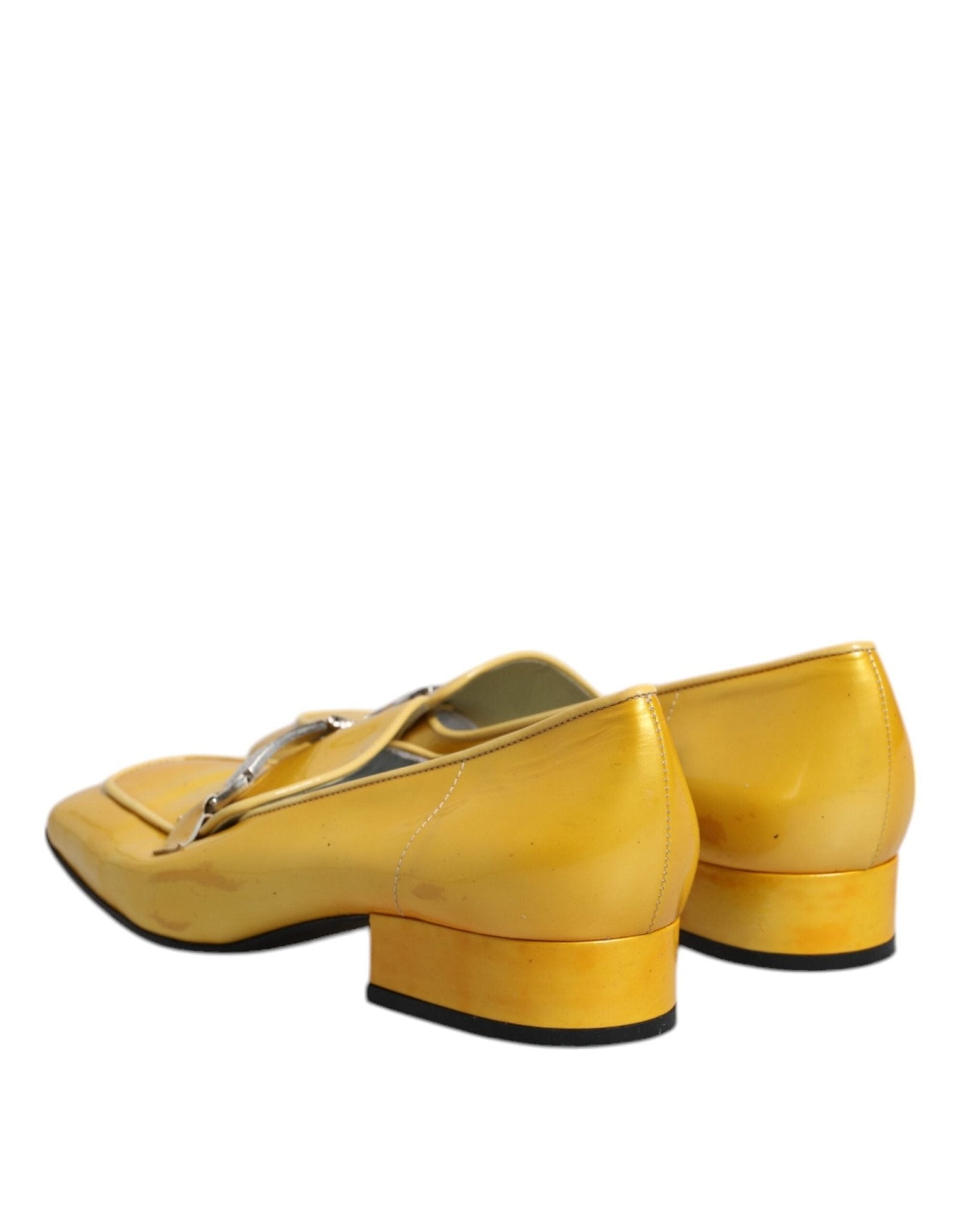 Dolce & Gabbana Yellow Leather Logo Plaque Slip On Mocassin Shoes - RIMODA