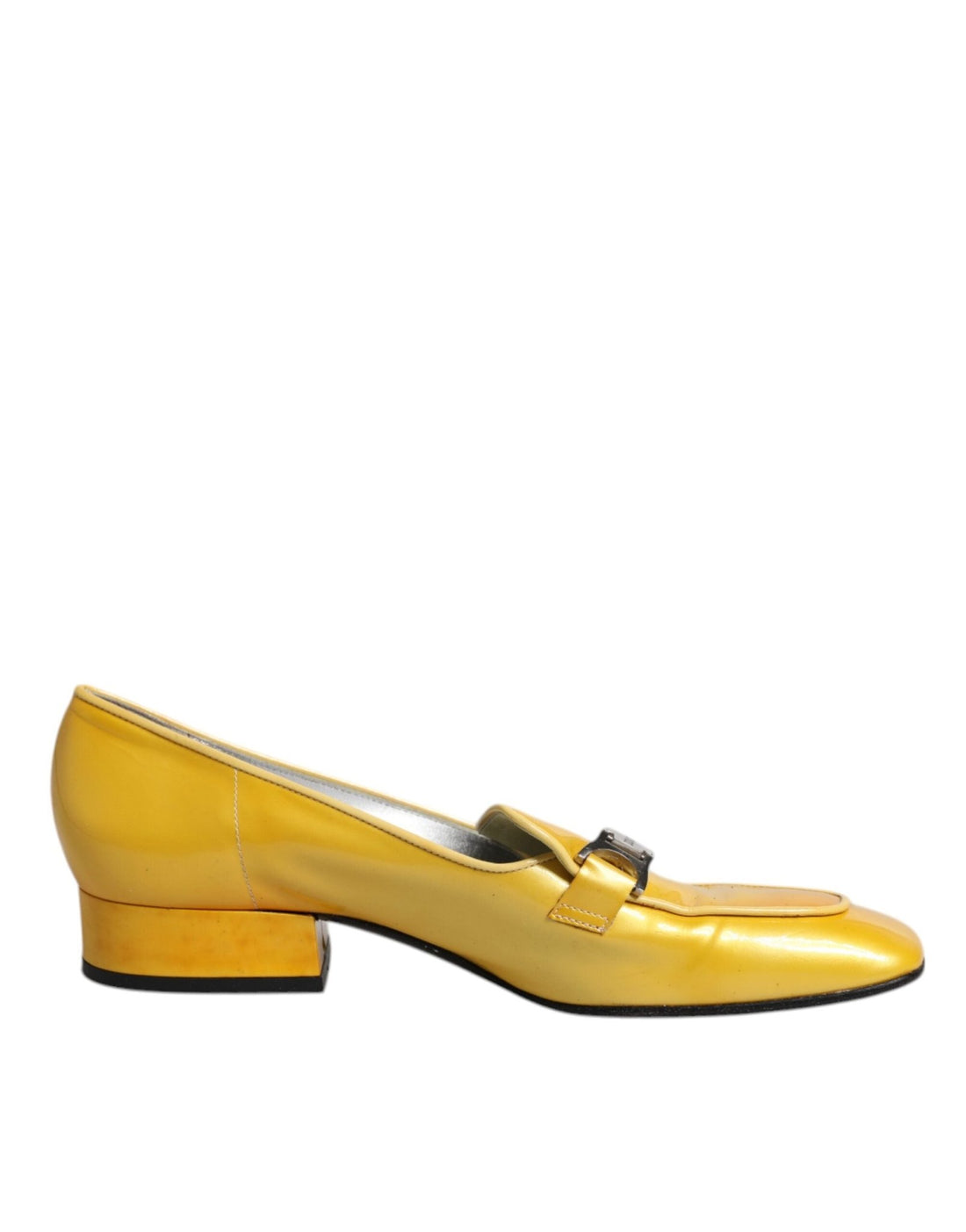 Dolce & Gabbana Yellow Leather Logo Plaque Slip On Mocassin Shoes - RIMODA