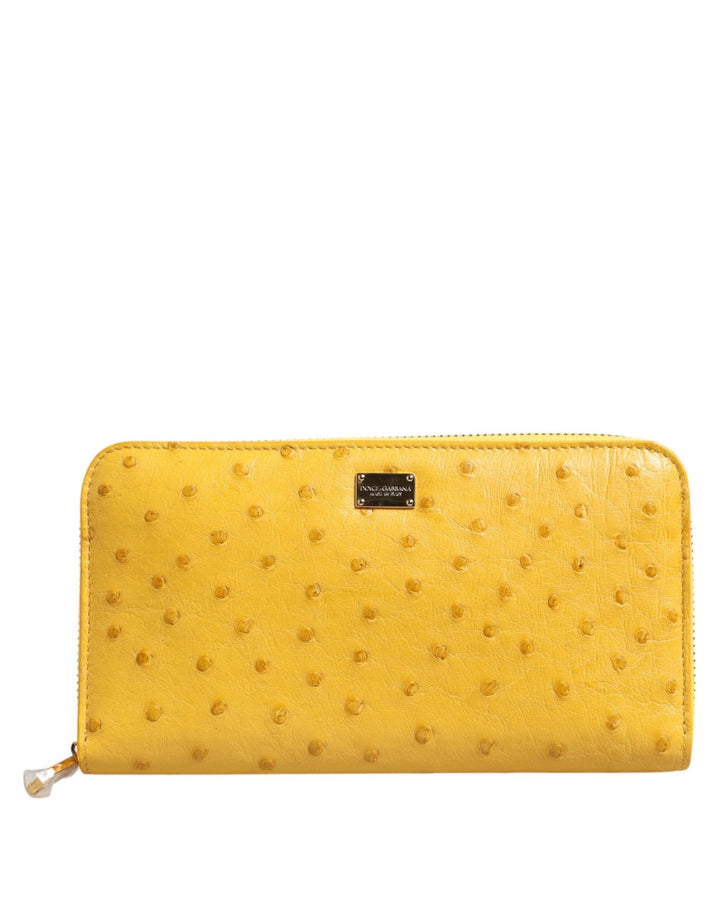 Dolce & Gabbana Yellow Leather Logo Plaque Zip Around Continental Wallet - RIMODA