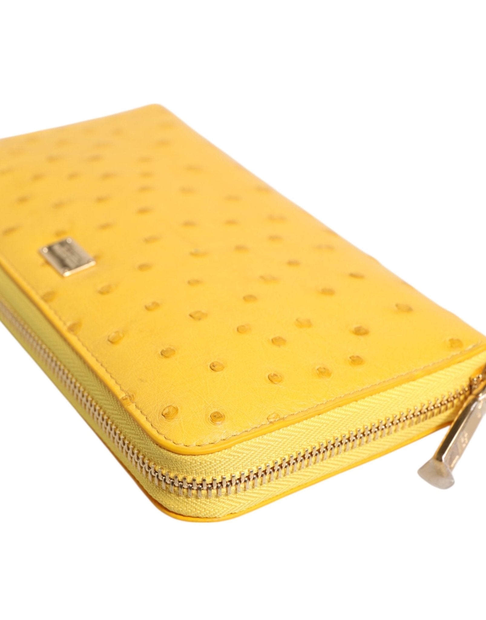 Dolce & Gabbana Yellow Leather Logo Plaque Zip Around Continental Wallet - RIMODA