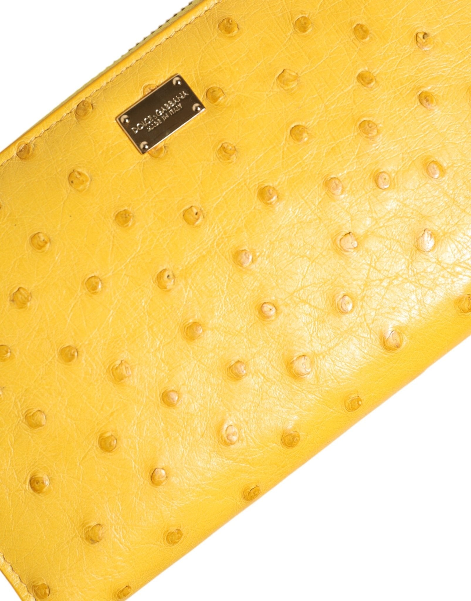 Dolce & Gabbana Yellow Leather Logo Plaque Zip Around Continental Wallet - RIMODA