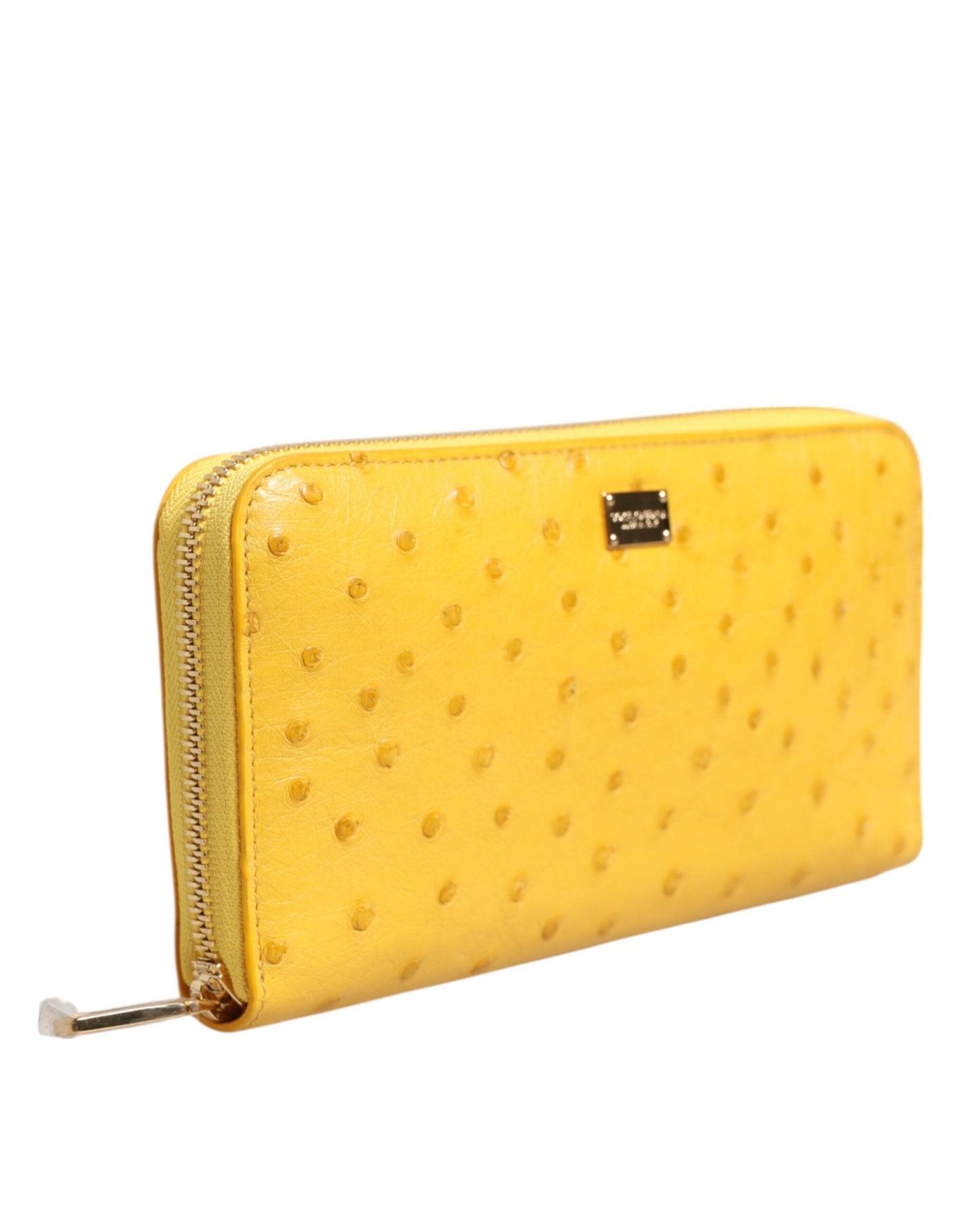 Dolce & Gabbana Yellow Leather Logo Plaque Zip Around Continental Wallet - RIMODA