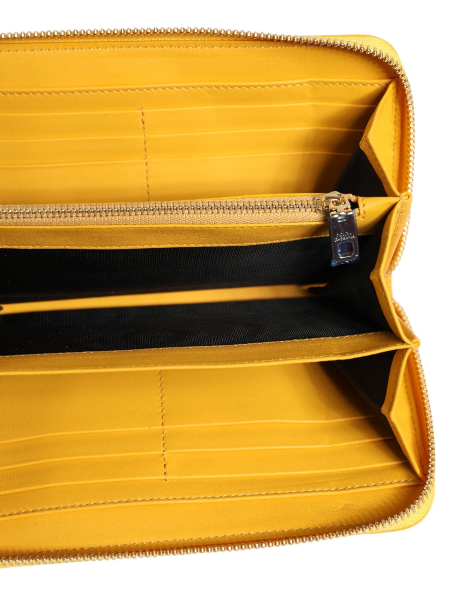 Dolce & Gabbana Yellow Leather Logo Plaque Zip Around Continental Wallet - RIMODA