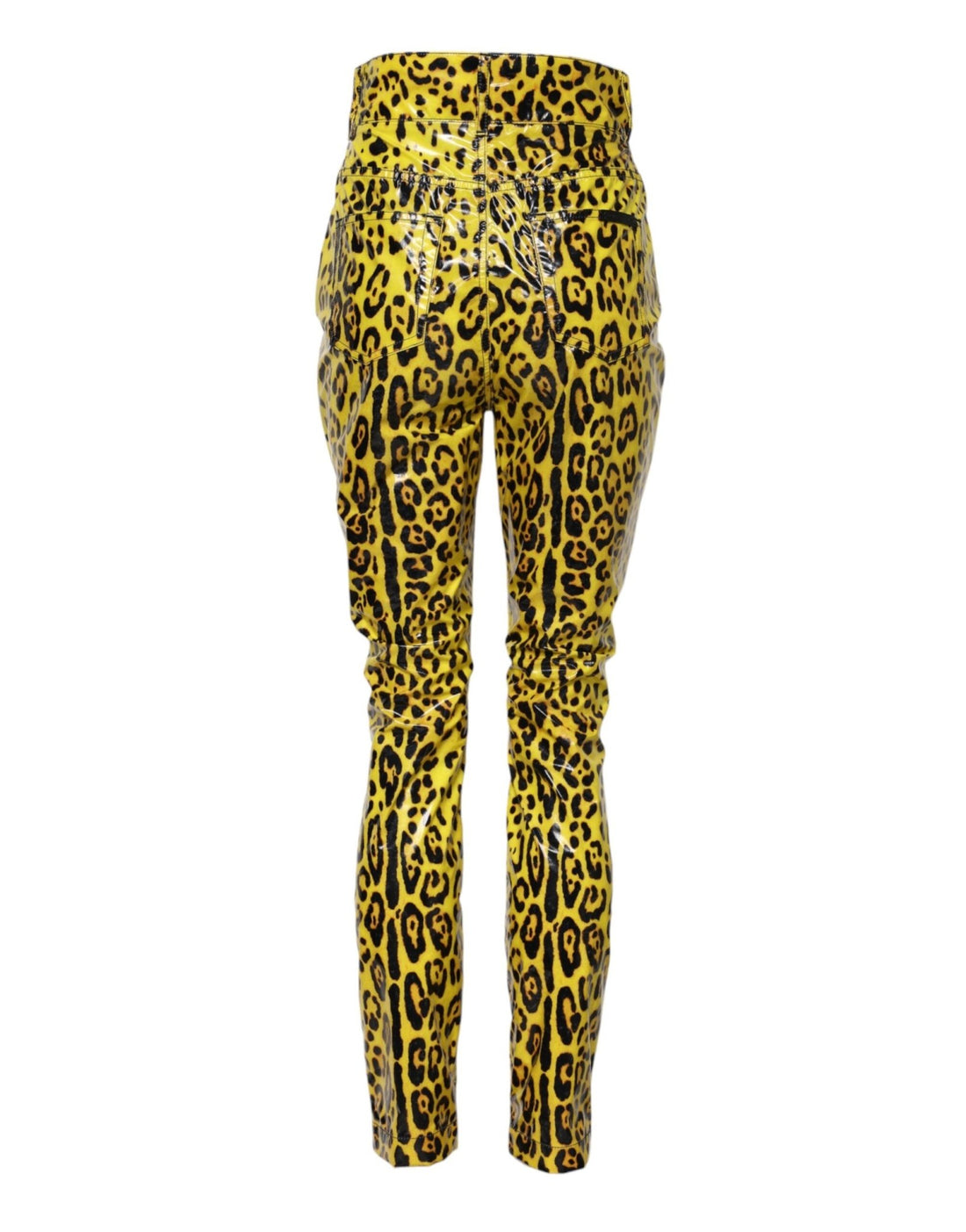 Dolce & Gabbana Yellow Leopard High Waist Slim Pants - RIMODA