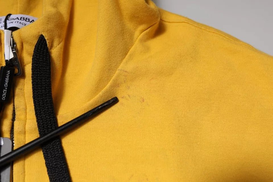 Dolce & Gabbana Yellow Logo Full Zip Hooded Sweatshirt Sweater - RIMODA
