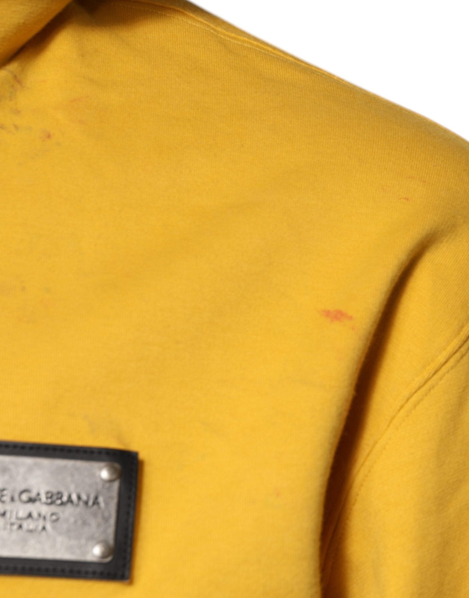 Dolce & Gabbana Yellow Logo Full Zip Hooded Sweatshirt Sweater - RIMODA
