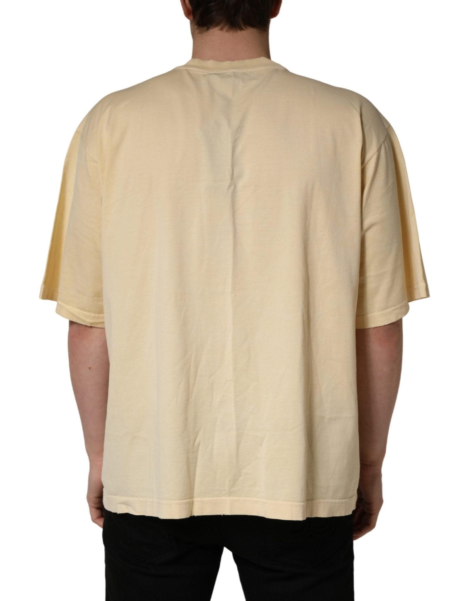 Dolce & Gabbana Yellow Logo Print Cotton Crew Neck T-shirt - RIMODA