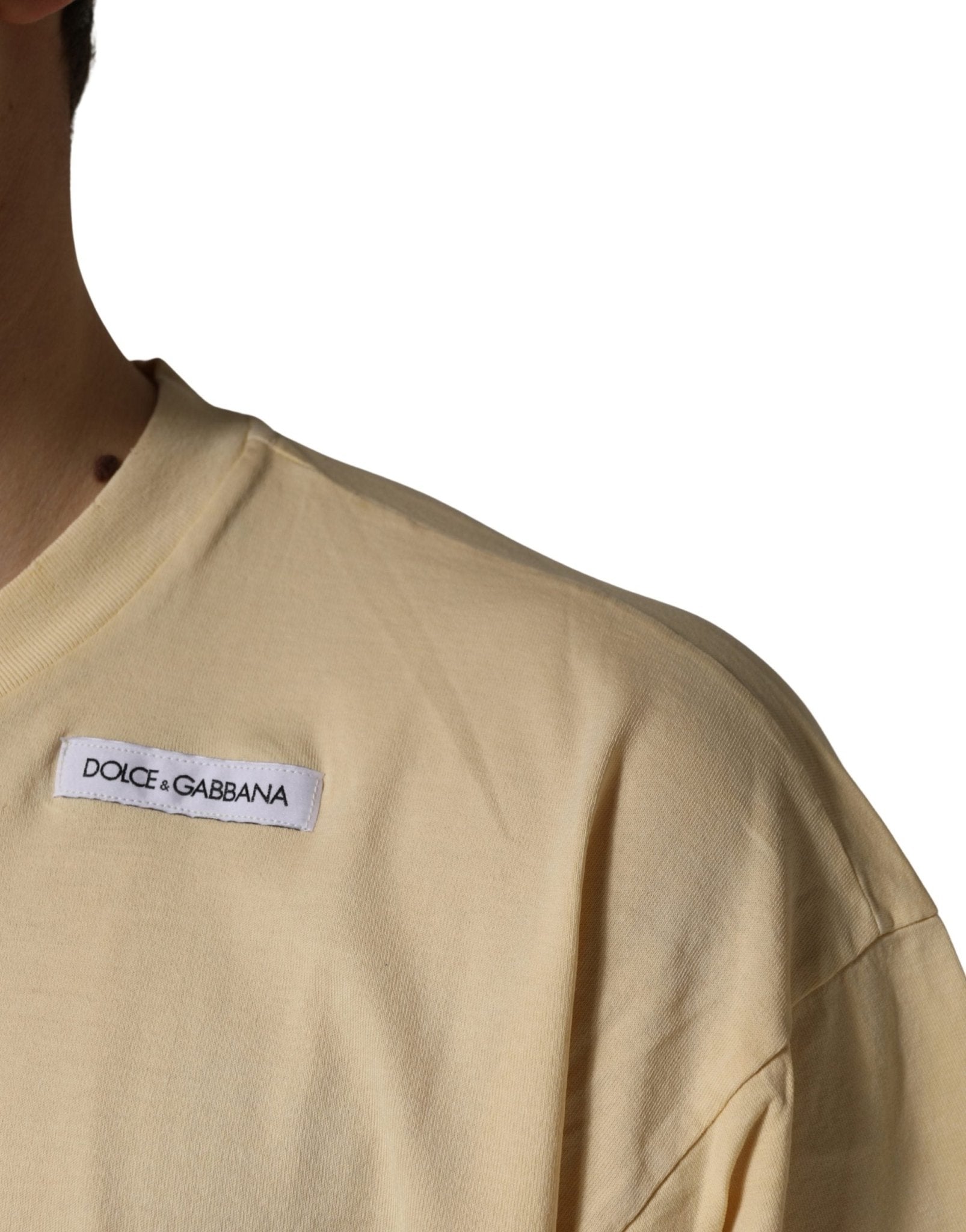 Dolce & Gabbana Yellow Logo Print Cotton Crew Neck T-shirt - RIMODA