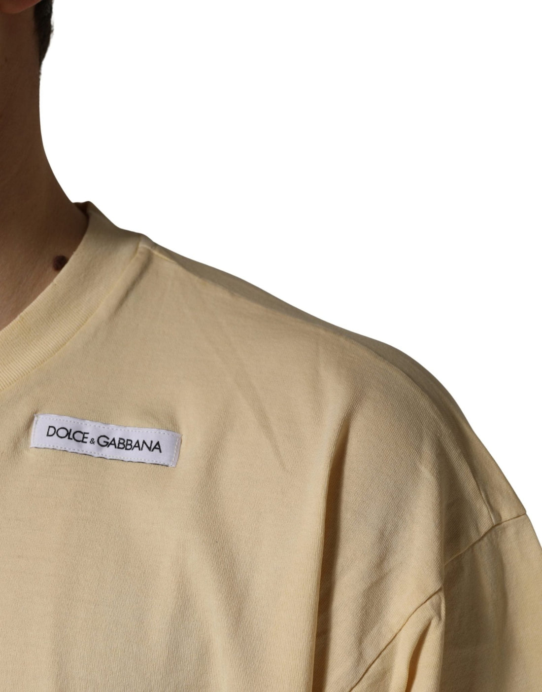 Dolce & Gabbana Yellow Logo Print Cotton Crew Neck T-shirt - RIMODA