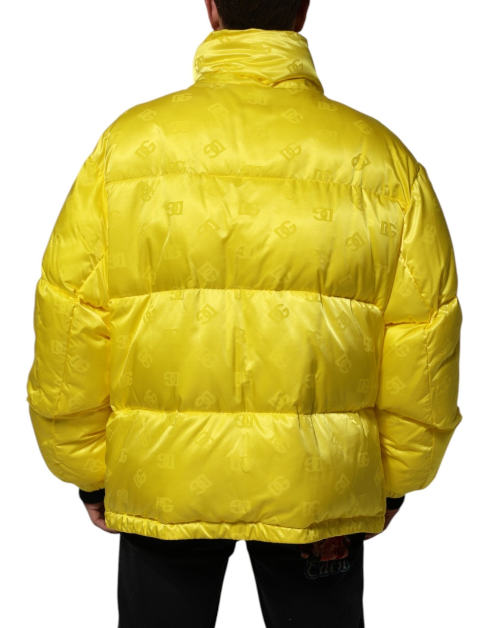 Dolce & Gabbana Yellow Nylon Logo Puffer Bomber Men Jacket - RIMODA