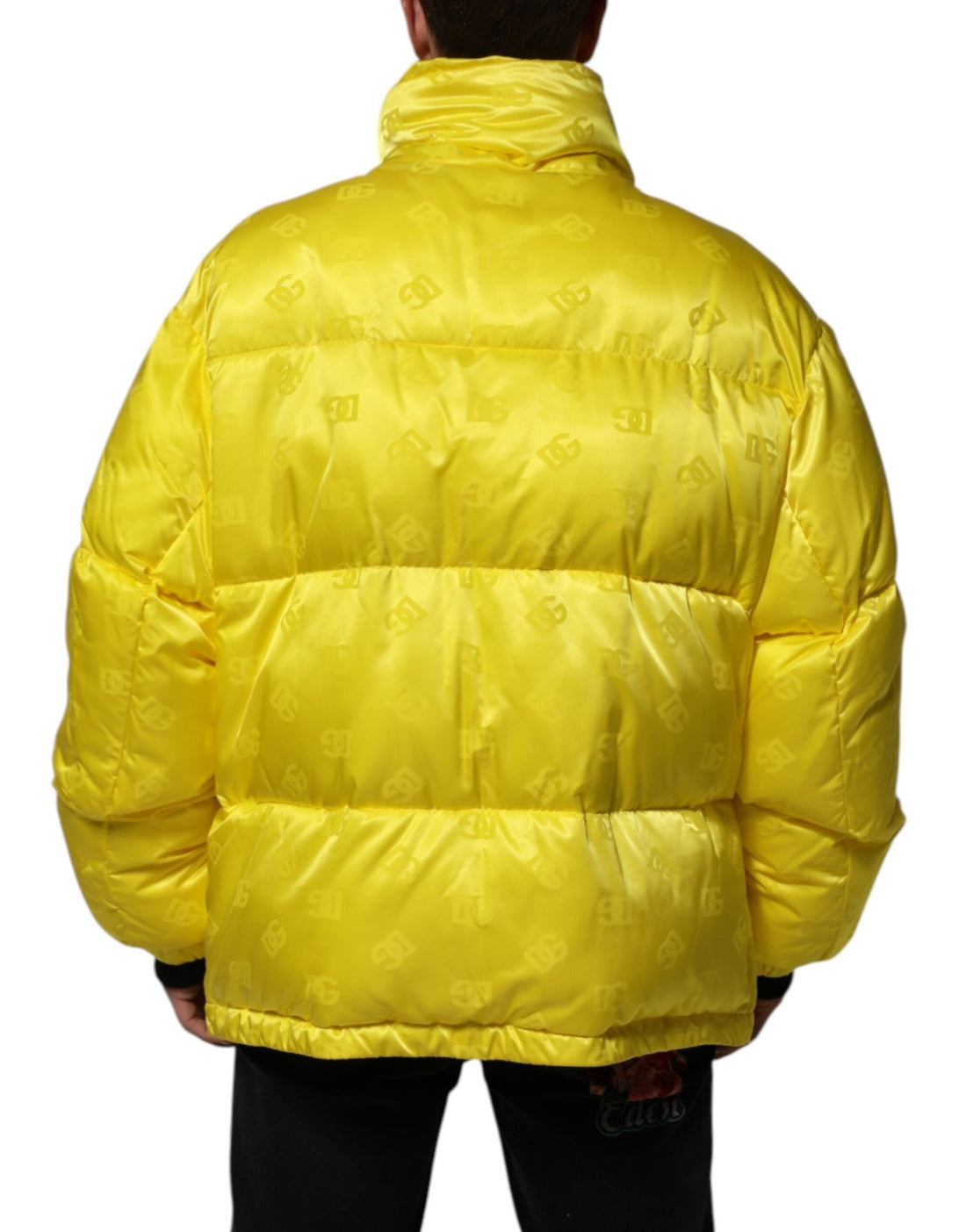 Dolce & Gabbana Yellow Nylon Logo Puffer Bomber Men Jacket - RIMODA
