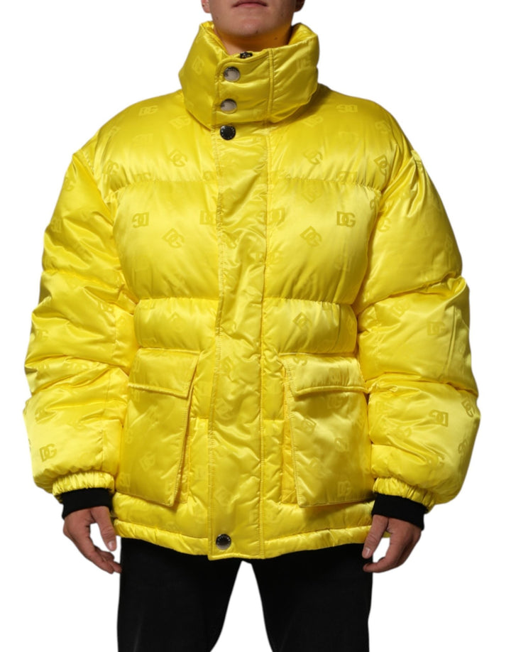 Dolce & Gabbana Yellow Nylon Logo Puffer Bomber Men Jacket - RIMODA