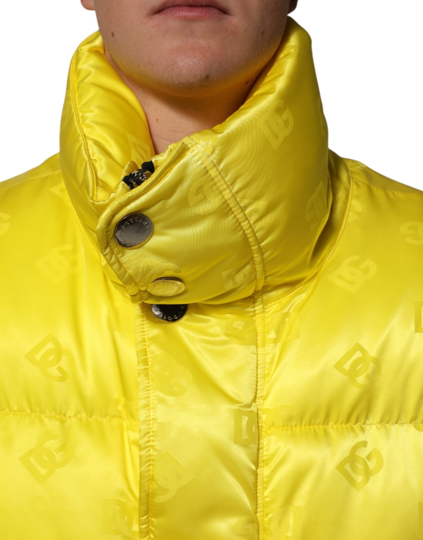 Dolce & Gabbana Yellow Nylon Logo Puffer Bomber Men Jacket - RIMODA