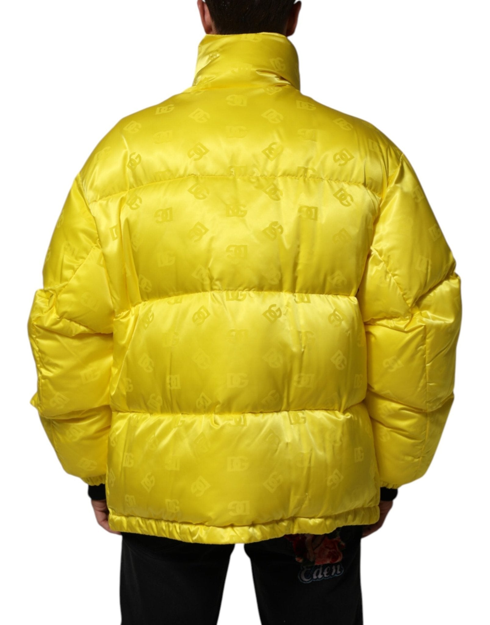 Dolce & Gabbana Yellow Nylon Logo Puffer Bomber Men Jacket - RIMODA