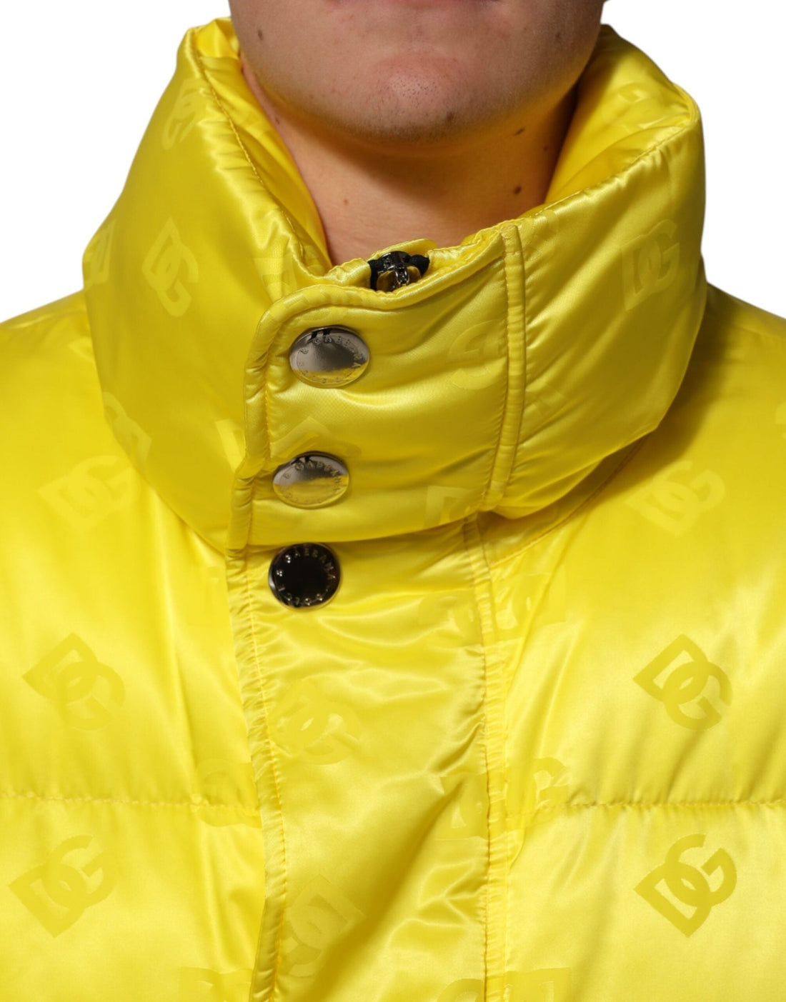 Dolce & Gabbana Yellow Nylon Logo Puffer Bomber Men Jacket - RIMODA