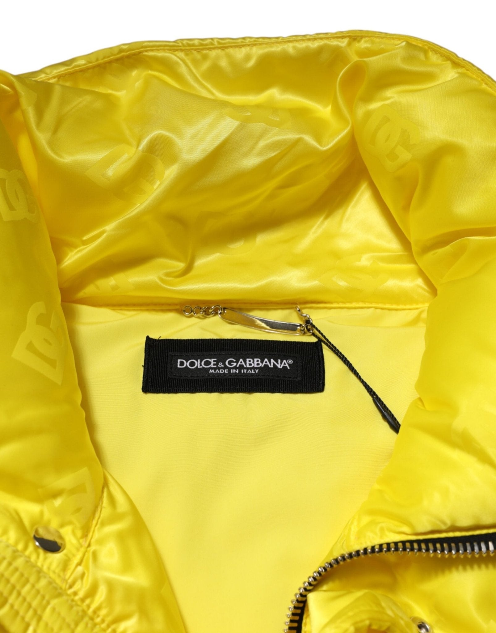 Dolce & Gabbana Yellow Nylon Logo Puffer Bomber Men Jacket - RIMODA