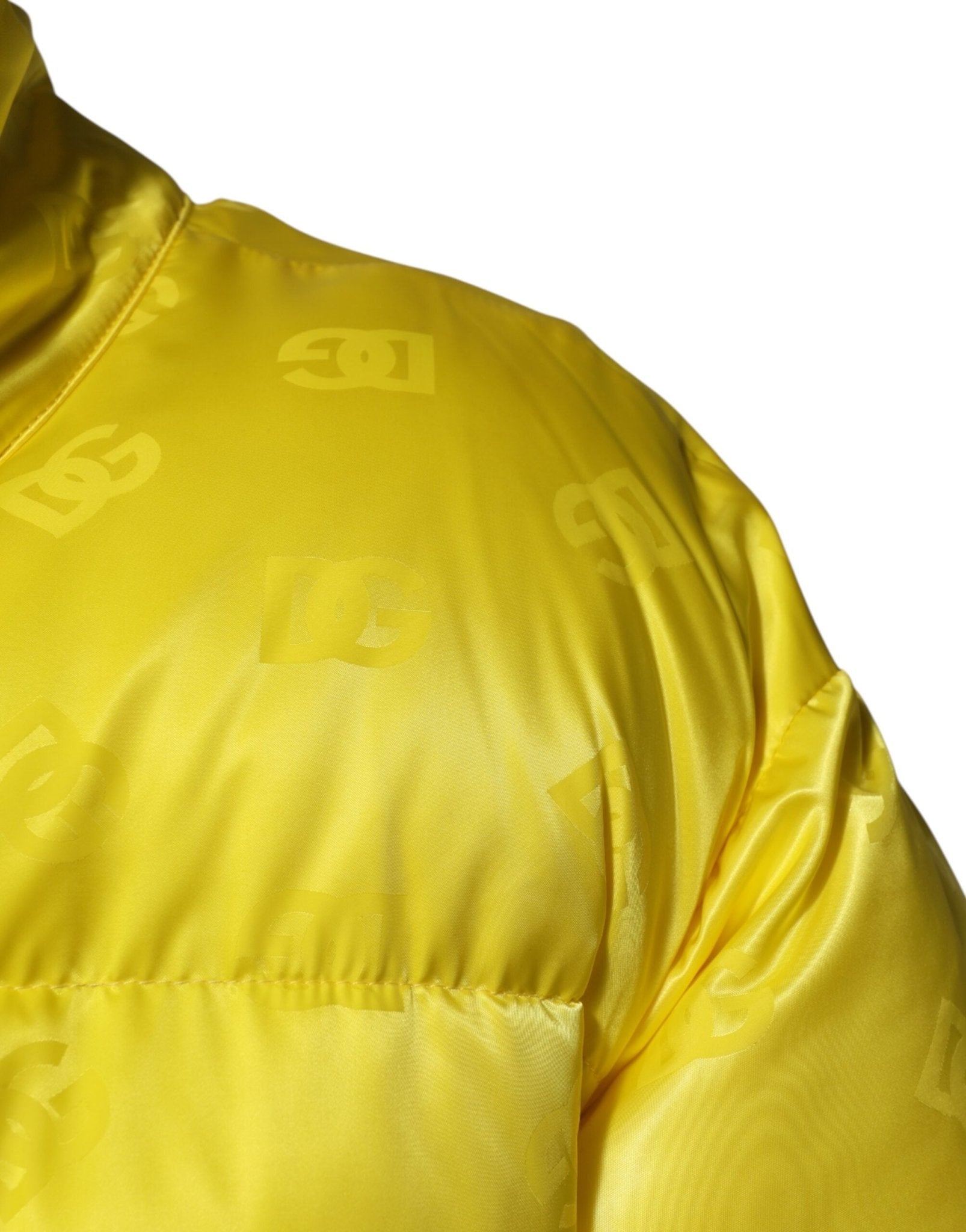 Dolce & Gabbana Yellow Nylon Logo Puffer Bomber Men Jacket - RIMODA