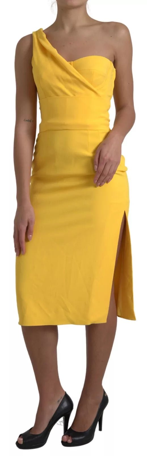 Dolce & Gabbana Yellow One Shoulder Side Slit Sheath Dress - RIMODA