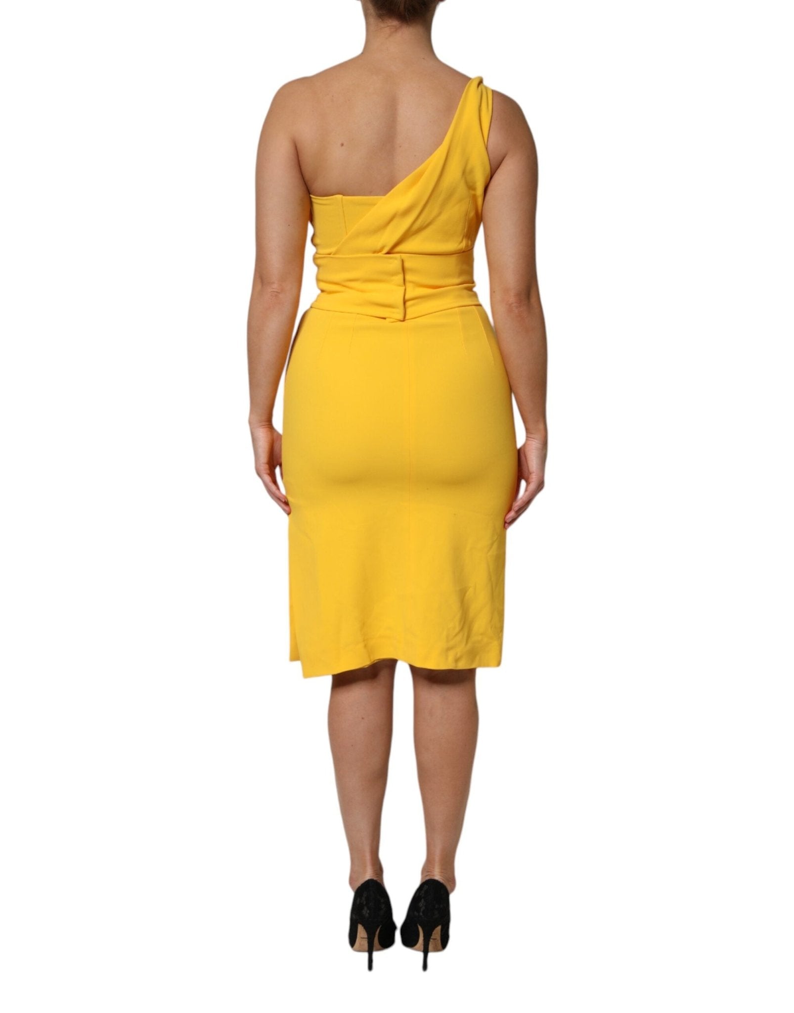Dolce & Gabbana Yellow One Shoulder Side Slit Sheath Dress - RIMODA