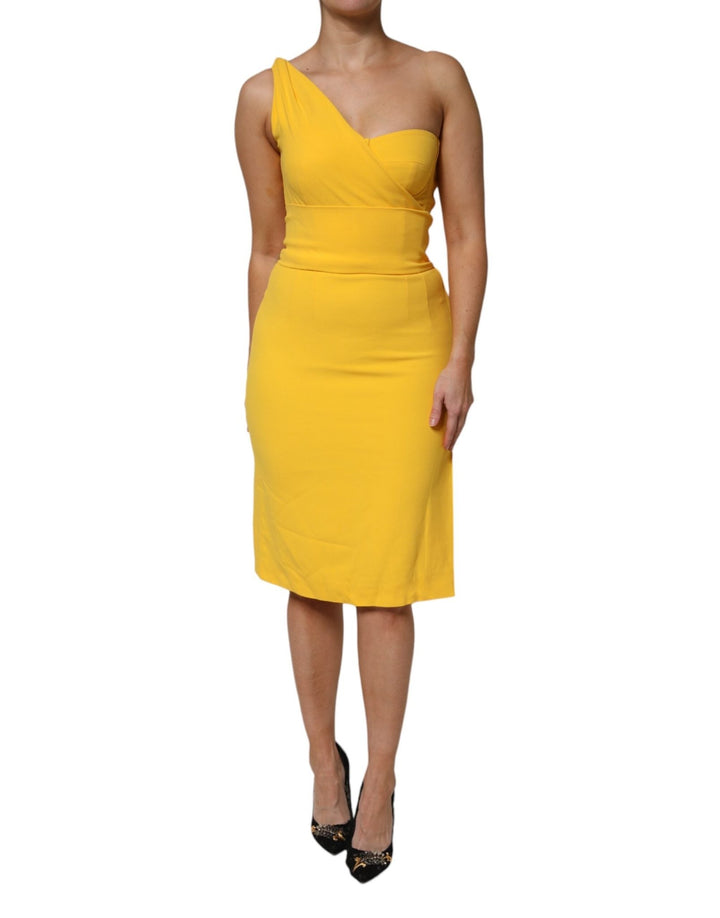 Dolce & Gabbana Yellow One Shoulder Side Slit Sheath Dress - RIMODA