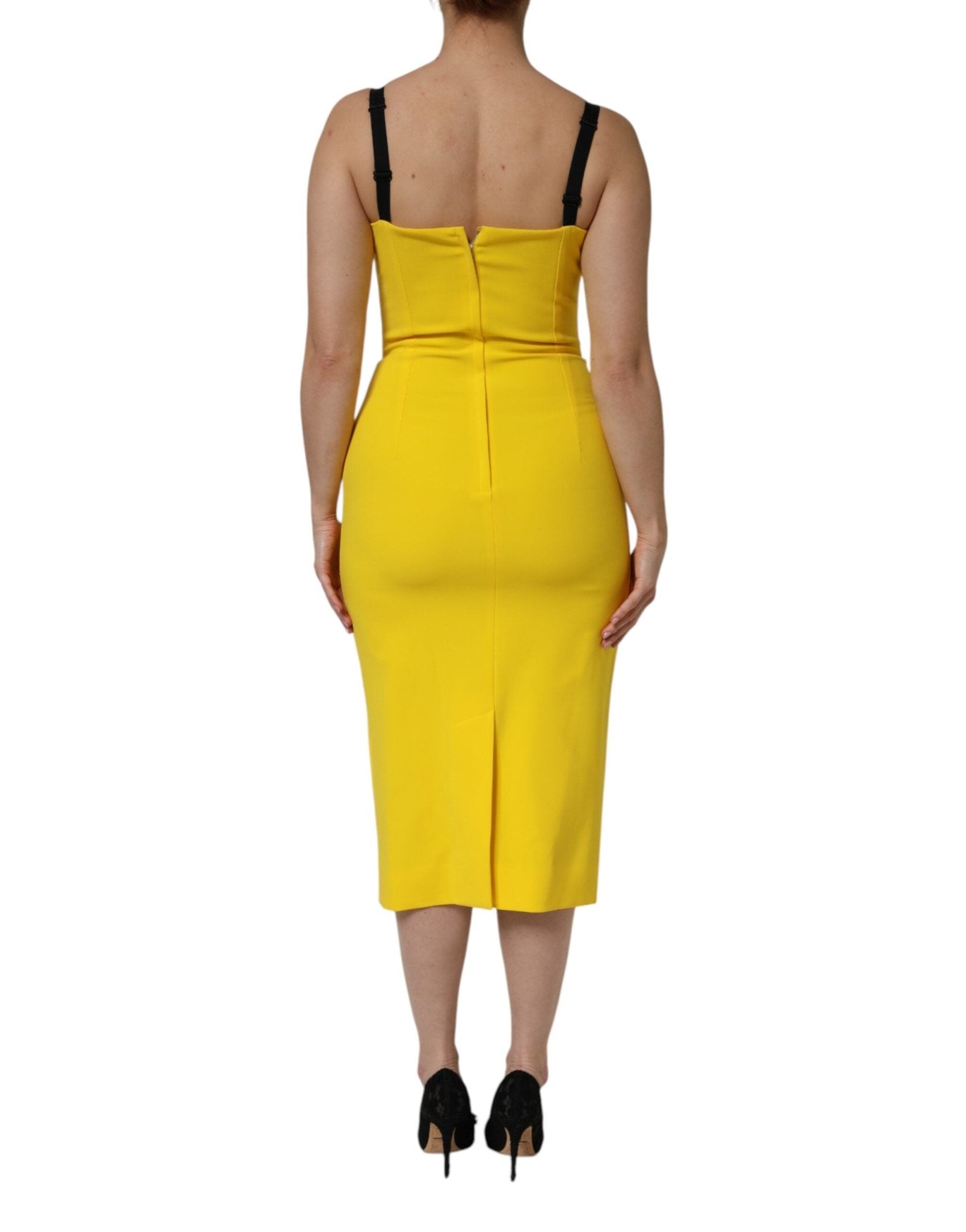 Dolce & Gabbana Yellow Polyester Sleeveless Sheath Midi Dress - RIMODA