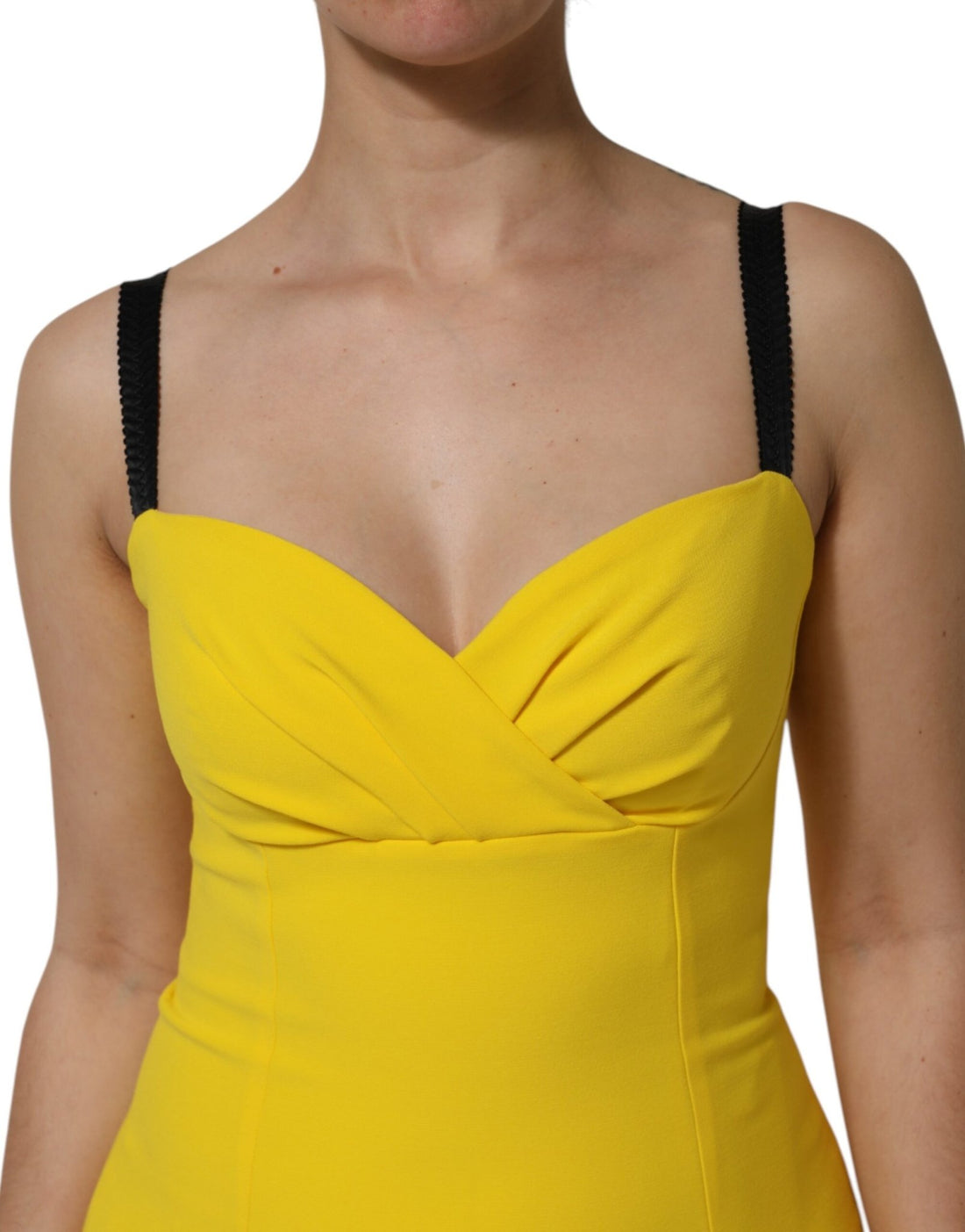 Dolce & Gabbana Yellow Polyester Sleeveless Sheath Midi Dress - RIMODA
