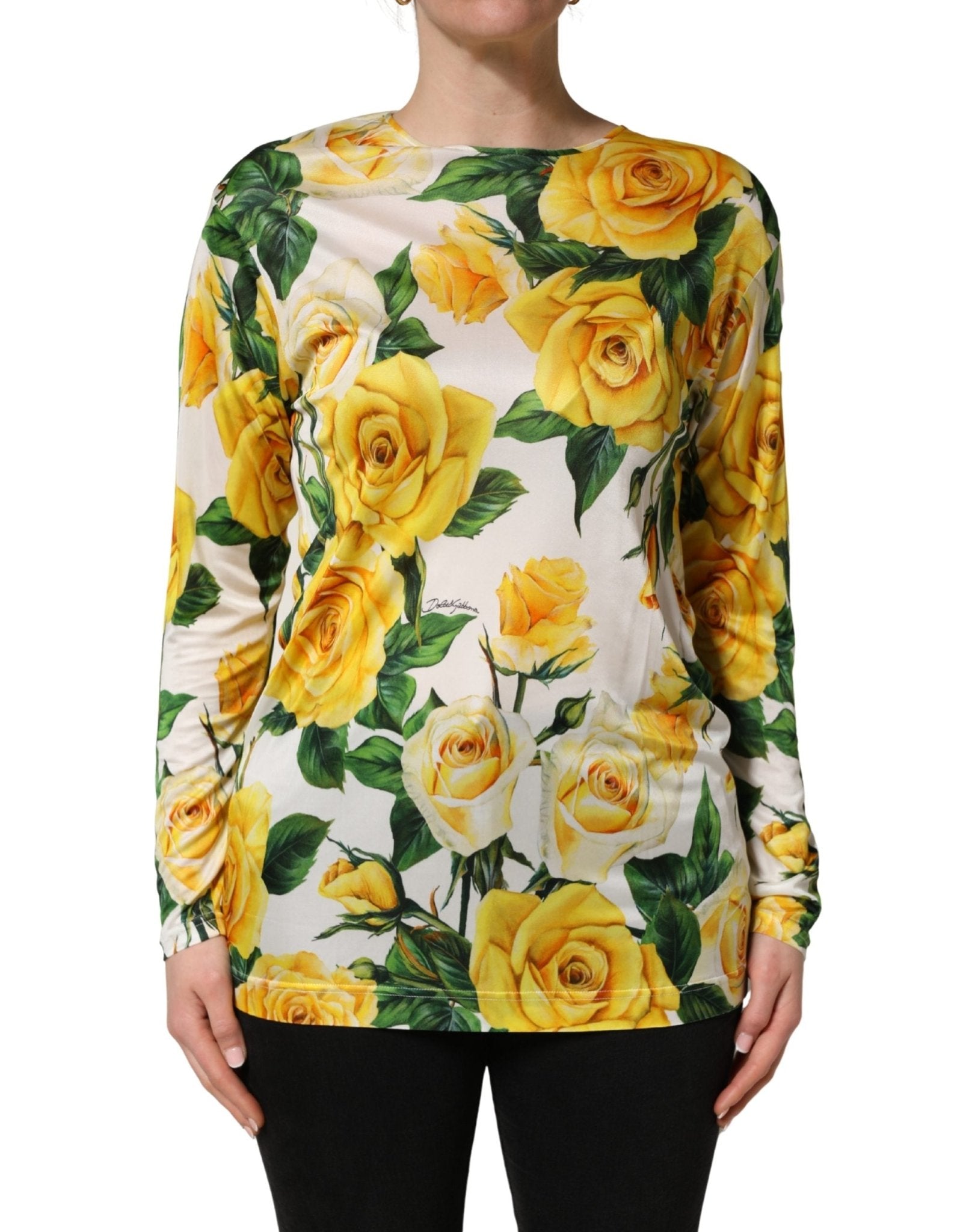 Dolce & Gabbana Yellow Rose Floral Long Sleeves Blouse Top - RIMODA