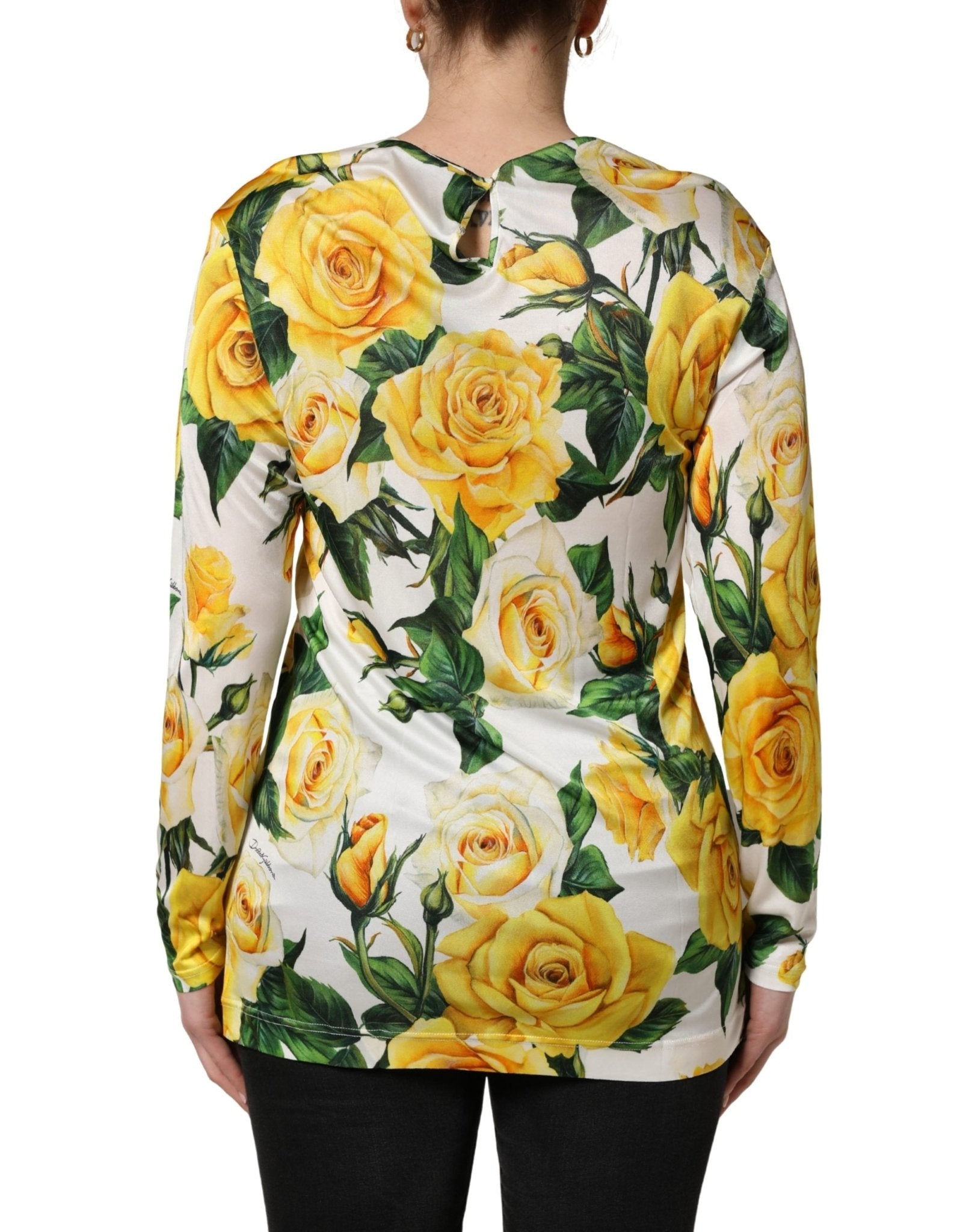 Dolce & Gabbana Yellow Rose Floral Long Sleeves Blouse Top - RIMODA