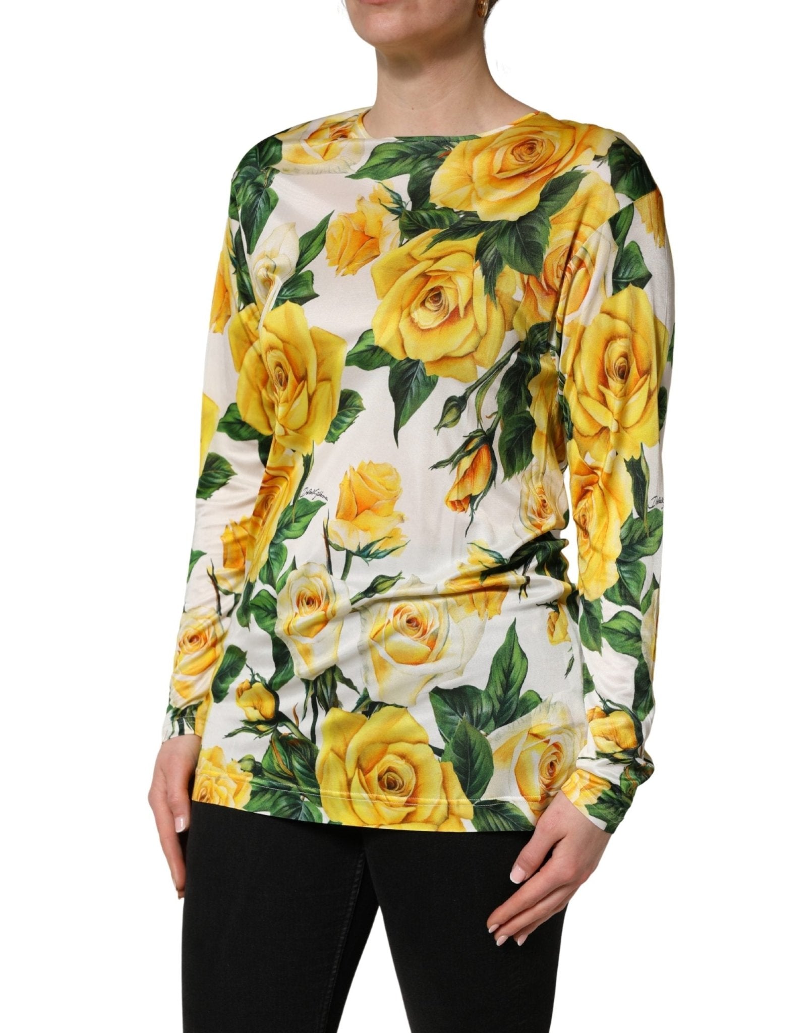 Dolce & Gabbana Yellow Rose Floral Long Sleeves Blouse Top - RIMODA