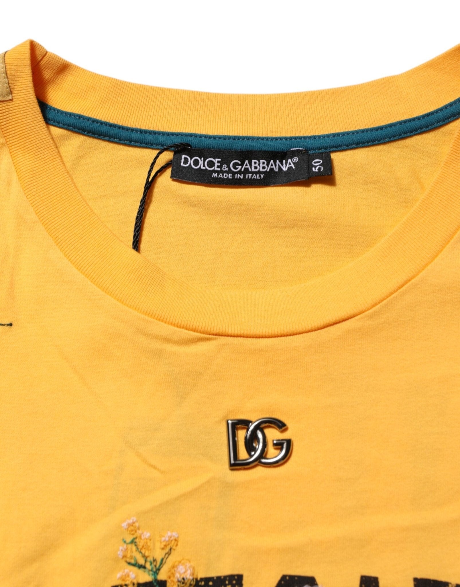 Dolce & Gabbana Yellow Secret Graden Floral Cotton Crew Neck T-shirt - RIMODA