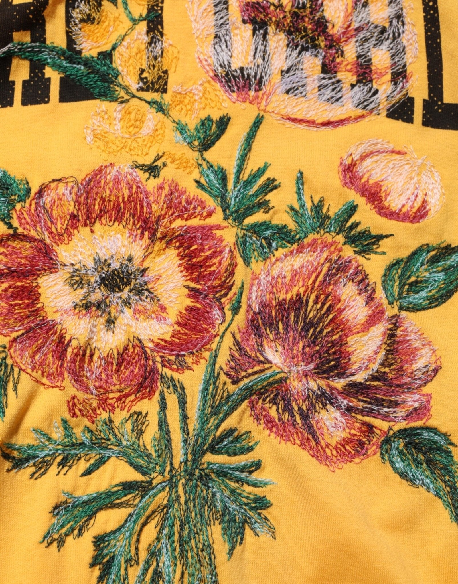 Dolce & Gabbana Yellow Secret Graden Floral Cotton Crew Neck T-shirt - RIMODA