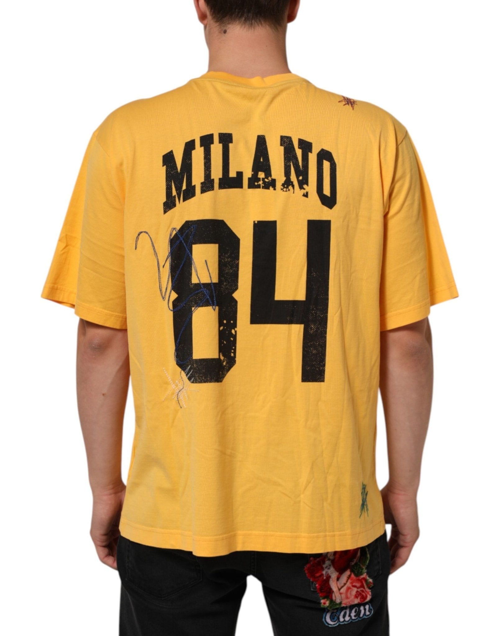 Dolce & Gabbana Yellow Secret Graden Floral Cotton Crew Neck T-shirt - RIMODA