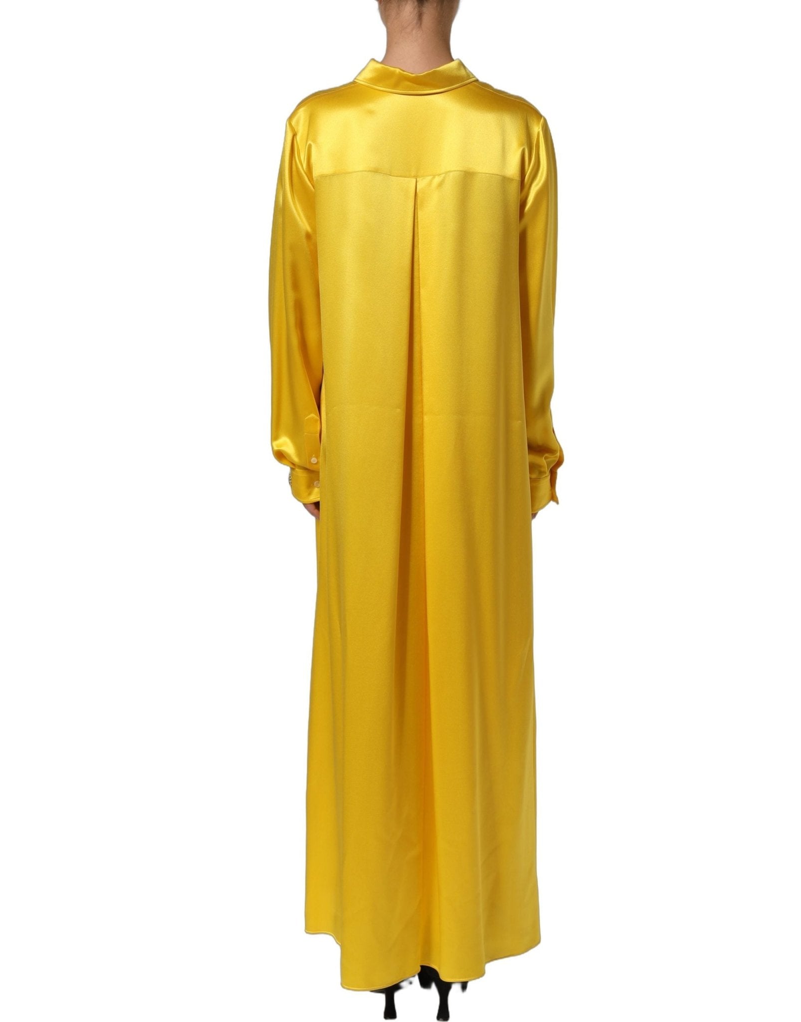 Dolce & Gabbana Yellow Silk Collared Button Down Maxi Dress - RIMODA