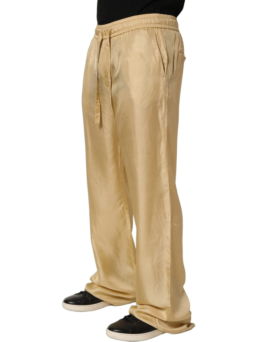 Dolce & Gabbana Yellow Straight Silk Mid Waist Chino Trouser Pants - RIMODA