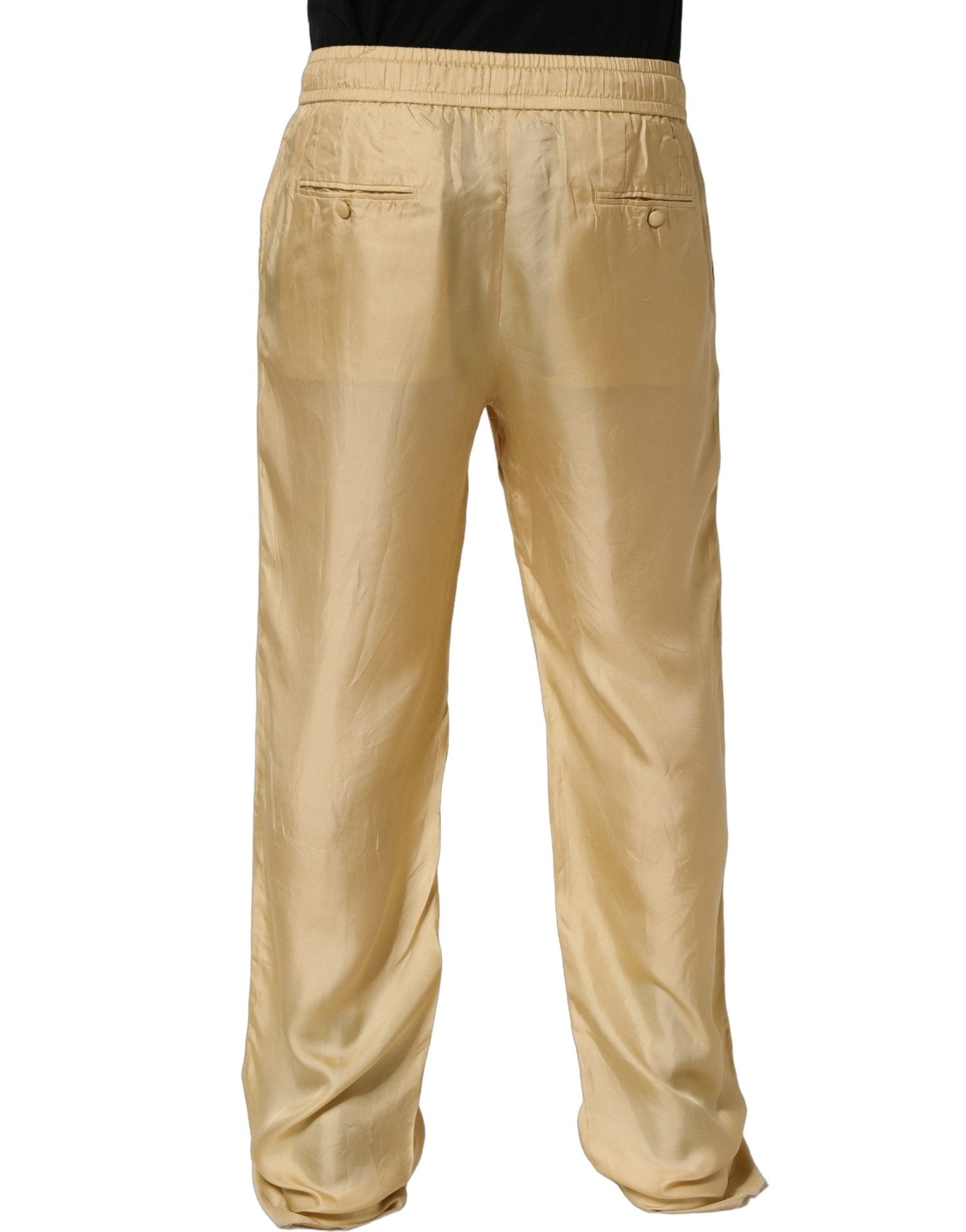 Dolce & Gabbana Yellow Straight Silk Mid Waist Chino Trouser Pants - RIMODA